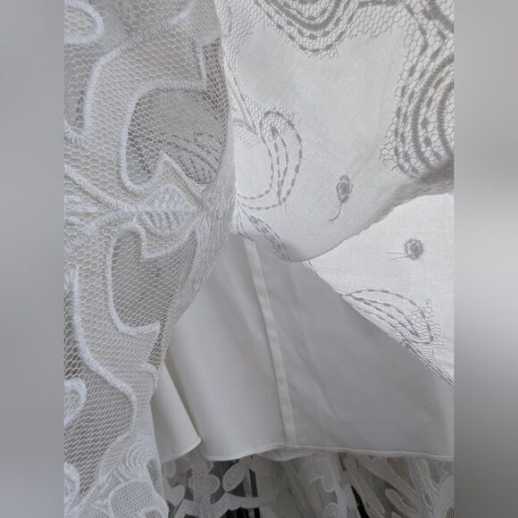 Elie Tahari Perfect Summer White Boho Dainty Embelished Midi Skirt Size M - Picture 6 of 12